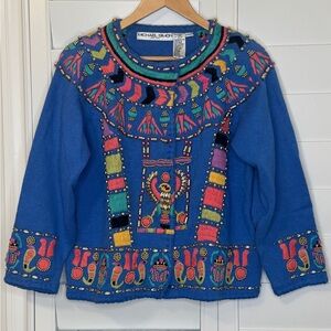 Michael Simon Rare vintage beetle beaded sweater